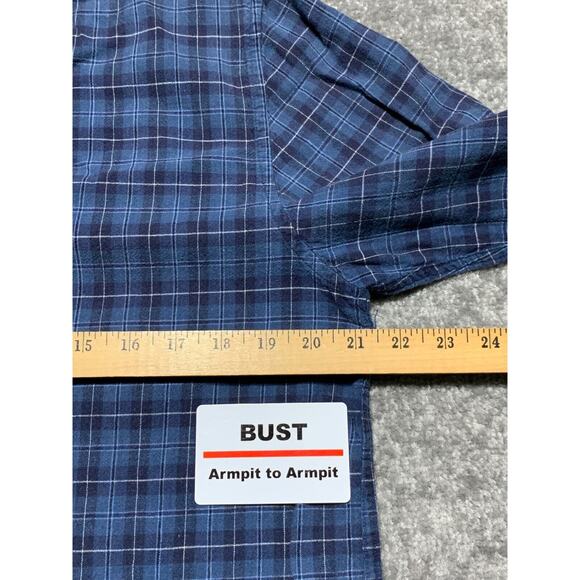 Panhandle Slim Shirt‎ Top Women Size L Blue Plaid Button Up Collared 100% Cotton - Picture 10 of 12